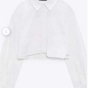 ZARA NWT Cropped White Button-Up Jacket